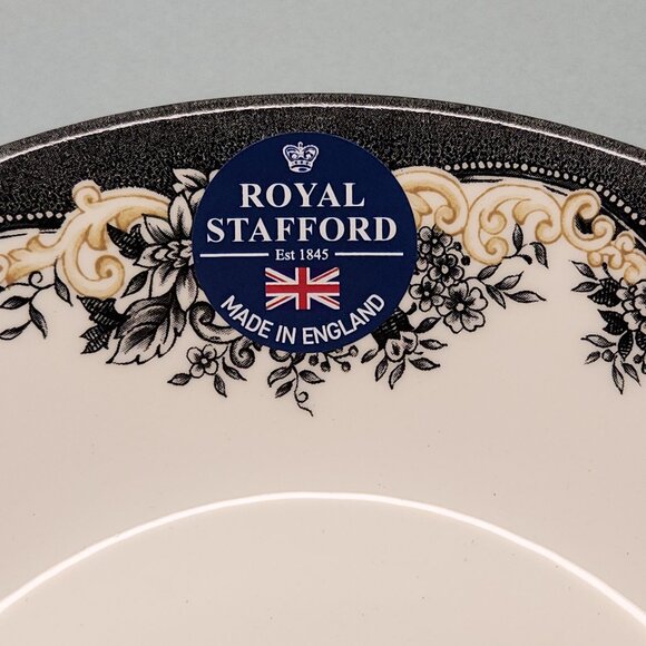 Set of 2  Cereal Bowls - Royal Stafford Skulls & Roses Halloween China Dishes - Picture 6 of 6